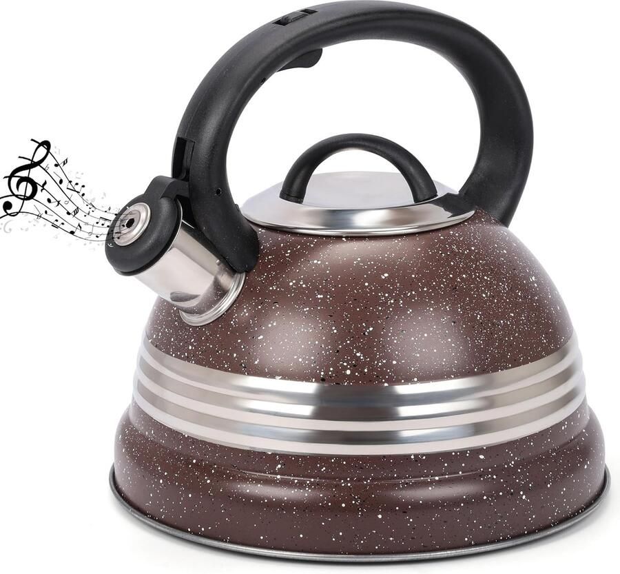 Bruine fluitketel 3 liter theepot voor het fornuis inductiekookplaat roestvrijstalen waterketel inductie theeketel inductie voor thee koffie