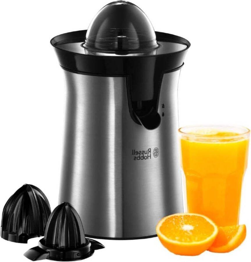Brushed Stainless Steel Black Accents Electric Orange Citrus Juicer Easy Clean Drip Stopper Dishwasher Safe BPA Free