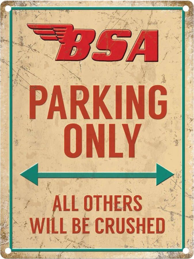 BSA Parking Only. Metalen wandbord 30 x 40 cm