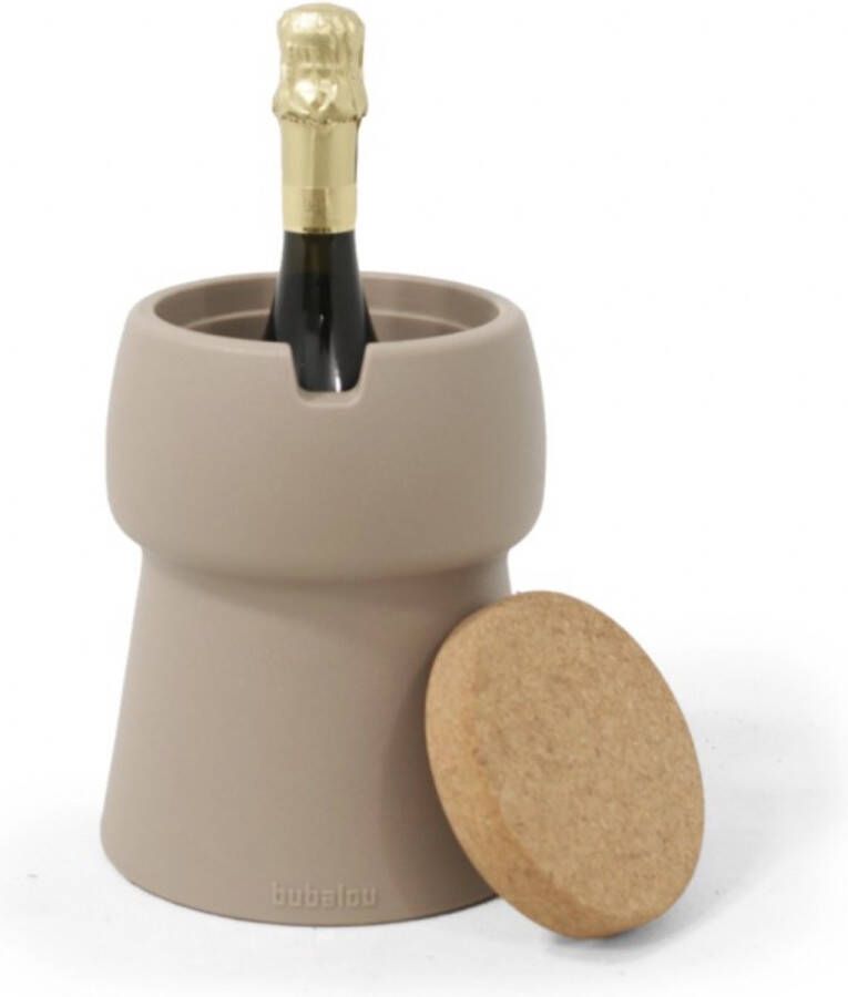Bubalou Champagnekoeler CHAMP 1-Bottle Cooler Taupe Wijnkoeler Wijn Bier Frisdrank Kurk Koeltas Koelbox