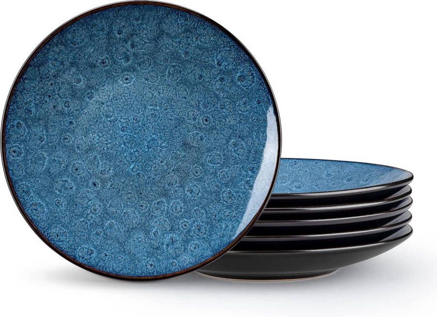 Bubble Blue Eetbordenset 6 stuks 20 3 cm magnetron- en vaatwasserbestendig