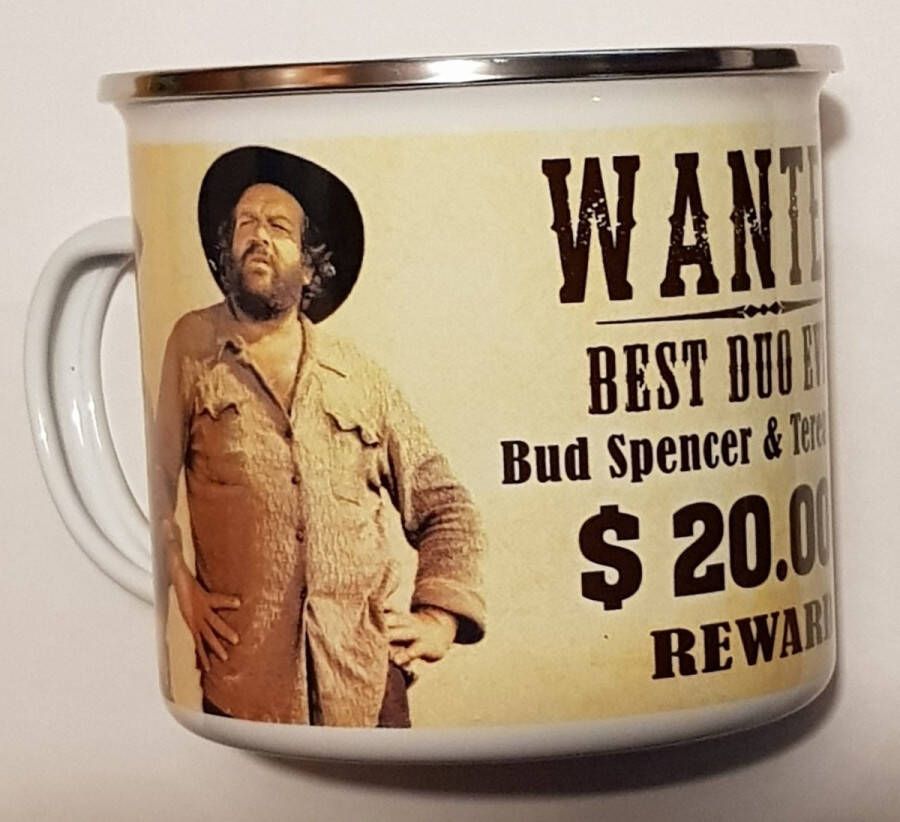 Bud Spencer & Terrence Hill Wanted. Emaille Drinkbeker