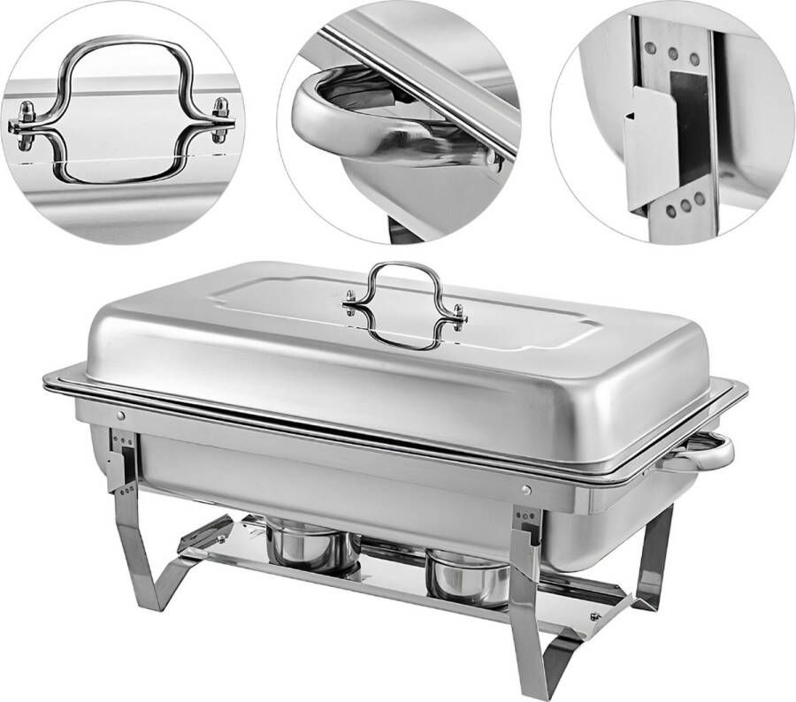 PerfectGear Buffetwarmer Chafing Dish Warmhoudbakken Warmhoudplaat 4 Delig