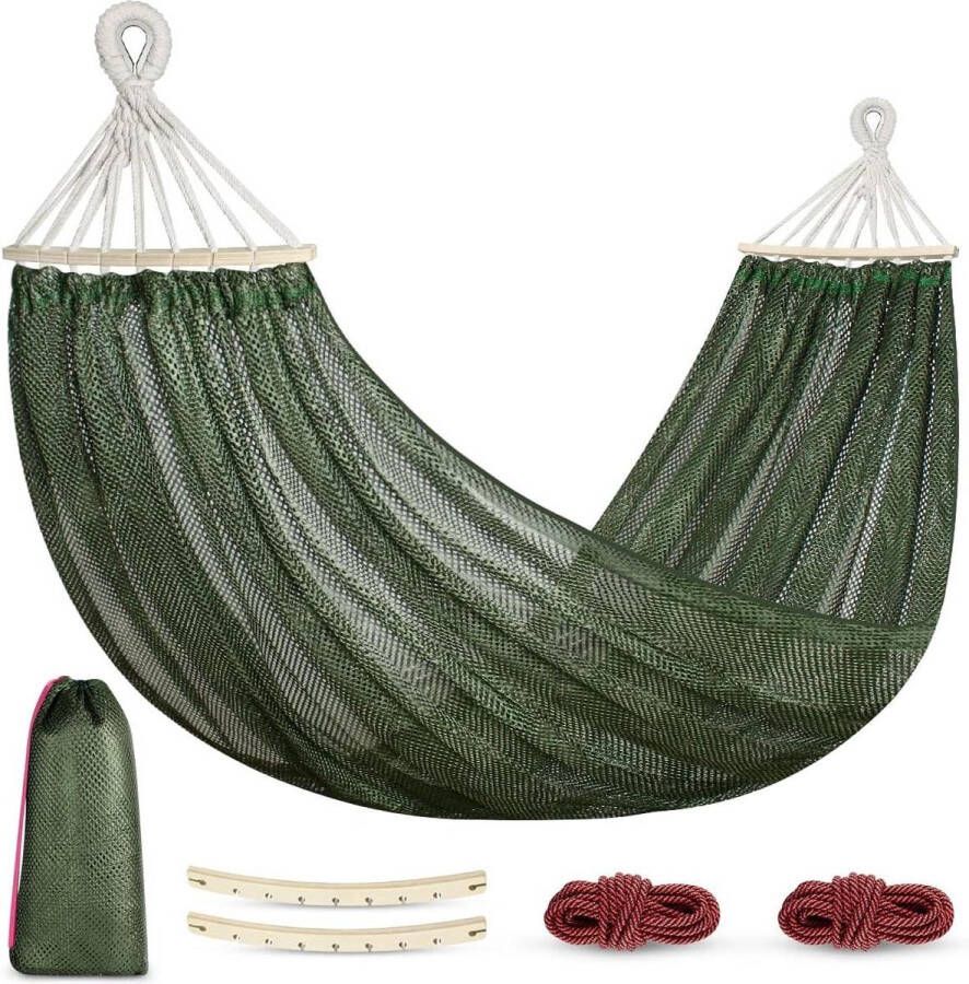 Buiten hangmat 290 x 150 cm ademende koele campinghangmat gaashangmat nylon hout balkon tuin camping backpacken
