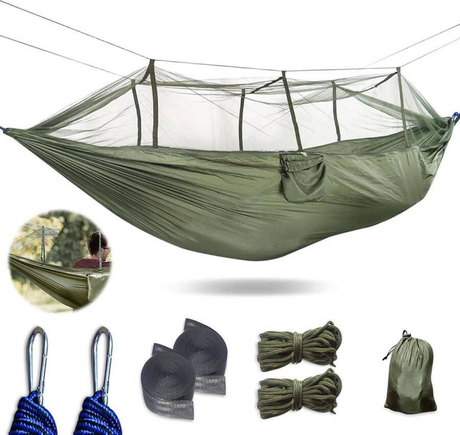 Buiten hangmat met muggennet campingreishangmat muggennet geschikt voor rugzaktochten kamperen wandelen 500 kg draagkracht