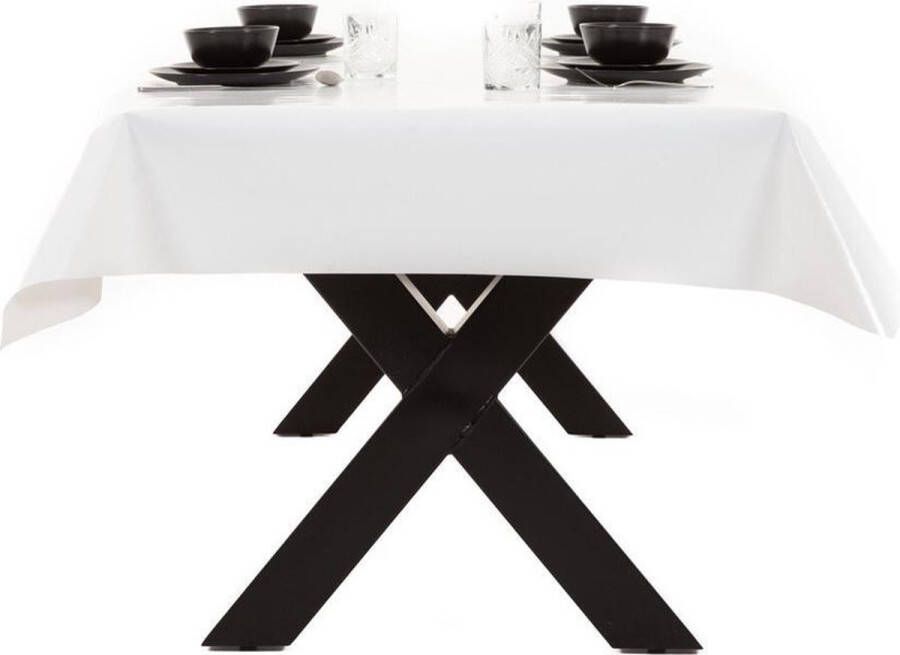 Buiten tafelkleed tafelzeil wit 140 x 180 cm rechthoekig Tuintafelkleed tafeldecoratie wit Unikleur tafelkleden tafelzeilen wit