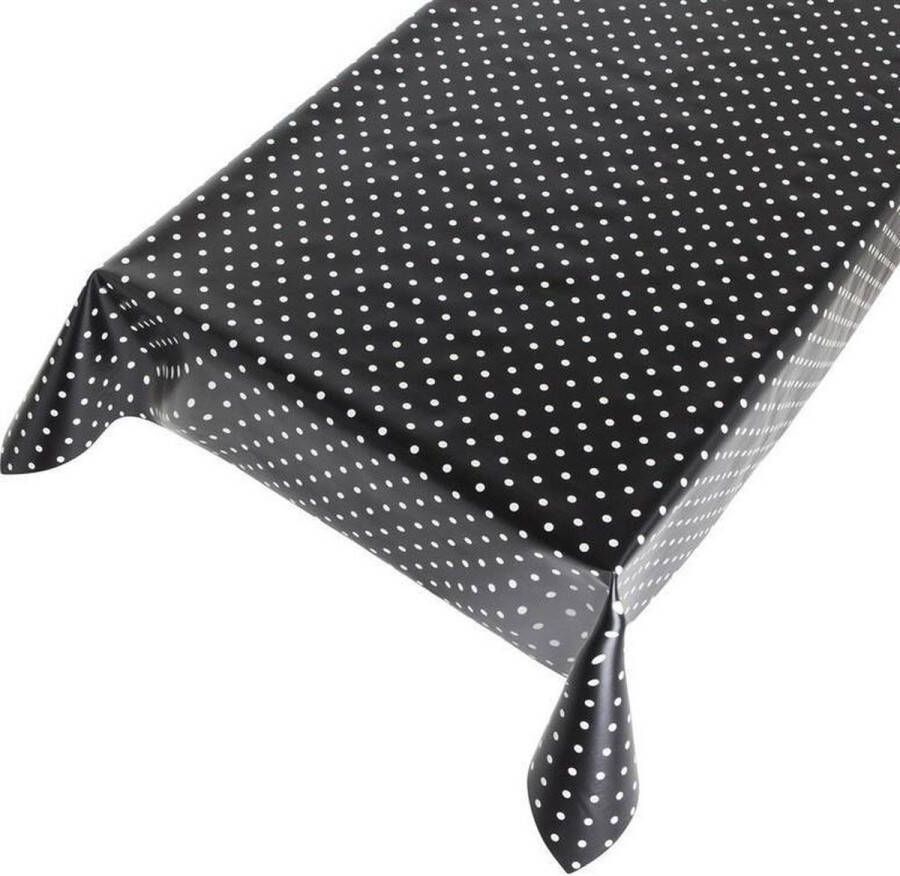 Buiten tafelkleed tafelzeil zwart polkadot 140 x 170 cm Rechthoekig Tuintafelkleed tafeldecoratie