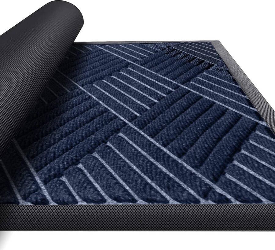 Buitenmatten voor voordeur 60 x 90 cm rubber antislip mat deurmat outdoor ingang waterdichte tapijten vuil pad tapijt voor entree lage ingang laag ingang blauw