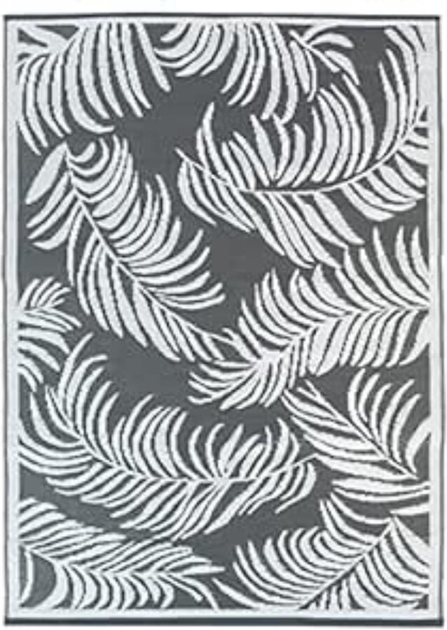 Buitentapijt Coco Tropical grijs en wit 120 x 180 cm