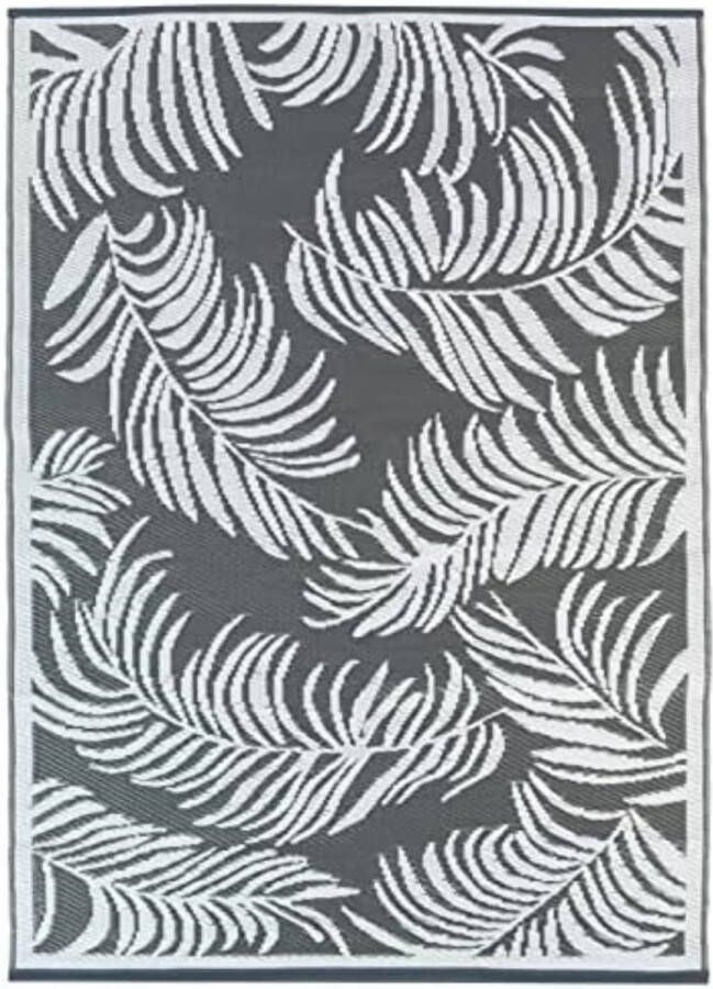Buitentapijt Coco Tropical grijs en wit 160 x 260 cm