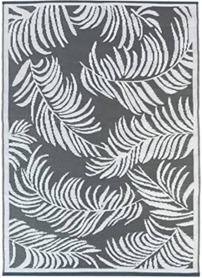 Buitentapijt Coco Tropical grijs en wit 180 x 280 cm