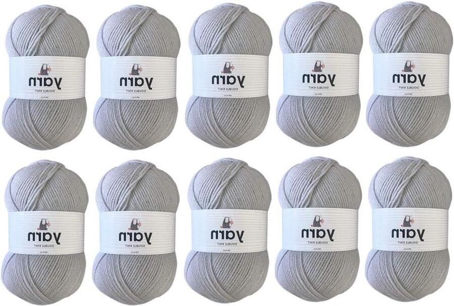 Bulk Pack Lichtgrijs Acryl Garen 100g DK Hypoallergeen en Duurzaam 10 Stuks