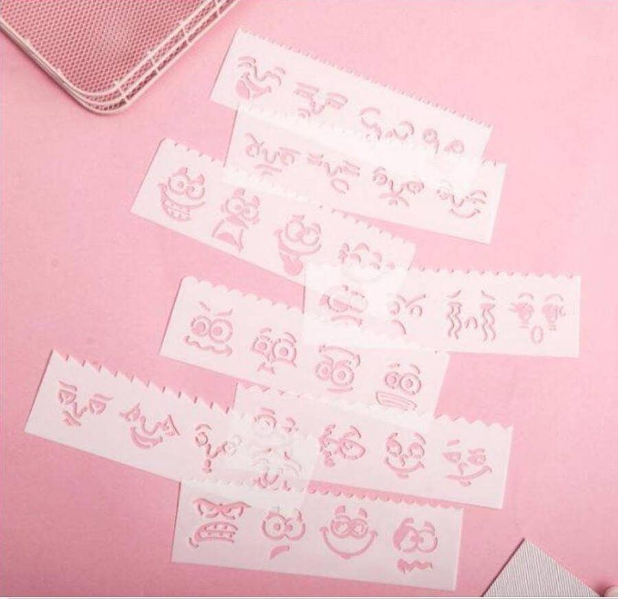 Bullet Journal Flexibele Plastic Stencils 8 stuks Templates Smileys Emoji Emoties Gezichtsuitdrukking Sjablonen 5 x 18 5cm Handlettering toolkit Knutselen Decoratie Accessoires