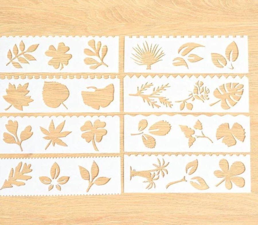 Merkloos Sans marque Bullet Journal Plastic Stencils 8 stuks Templates Bladeren Blad Sjablonen 5 x 18 3cm Handlettering toolkit Knutselen Decoratie Accessoires