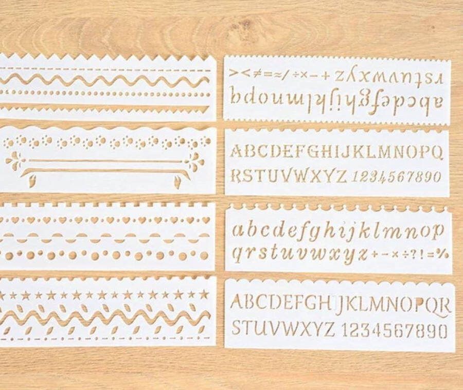Merkloos Sans marque Bullet Journal Plastic Stencils 8 stuks Templates Golven Waves Sjablonen 5 x 18 3cm Handlettering toolkit Knutselen Decoratie Accessoires