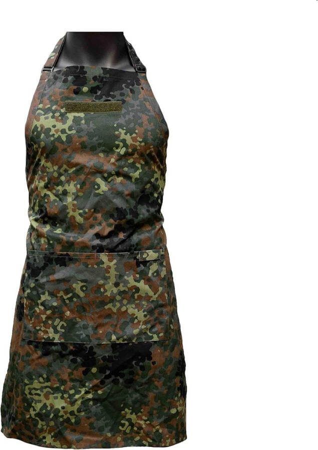 Bundeswehr camouflage barbecueschort kookschort uniseks met patchoppervlak en zakken groen Eén Maat