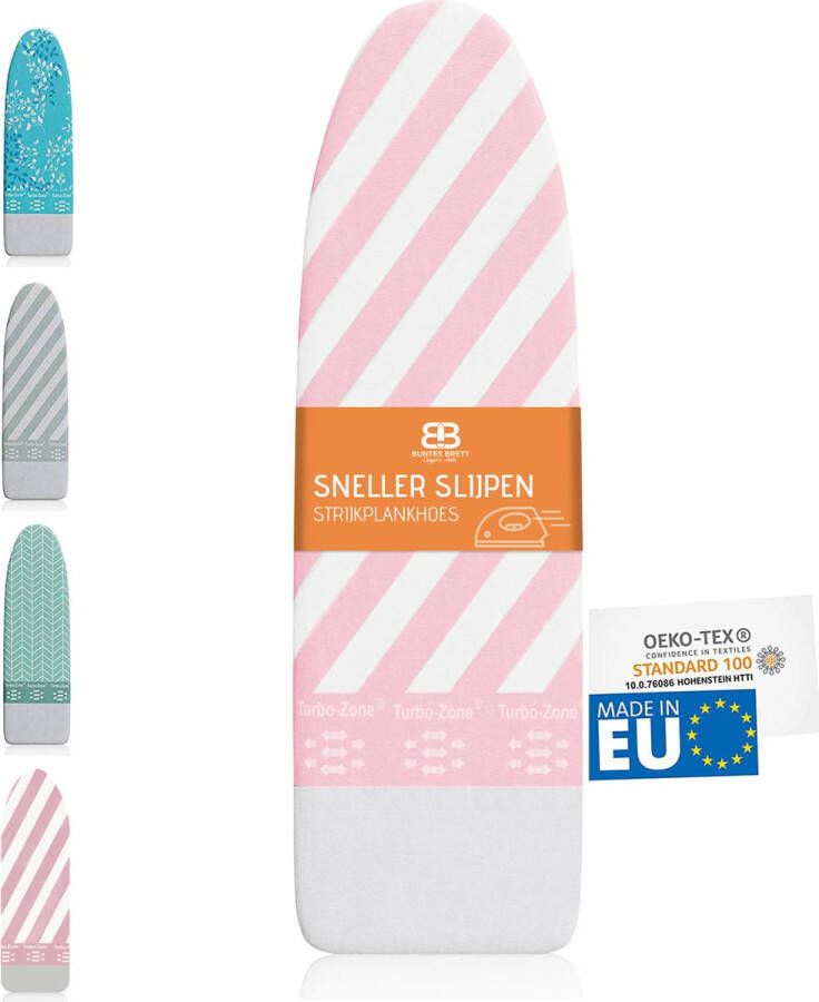 Colourful Board Strijkplankhoes voor stoomstrijkijzer (maat L) Universeel tot max. 140x50 cm Strijkplankhoes om snel en gemakkelijk te strijken Made in EU Geschikt voor stoomstrijkstation Roze
