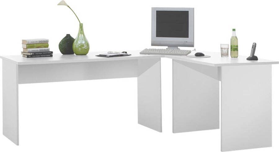 Bureau Jaap Wit 205x65cm Hoekbureau Hoogte 76 cm