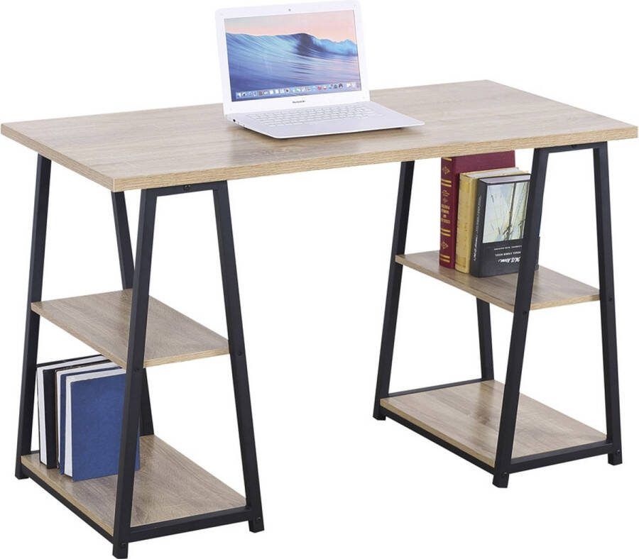 Bureau Lille Zwart MDF 120x60cm Met opbergruimte Hoogte 77 cm