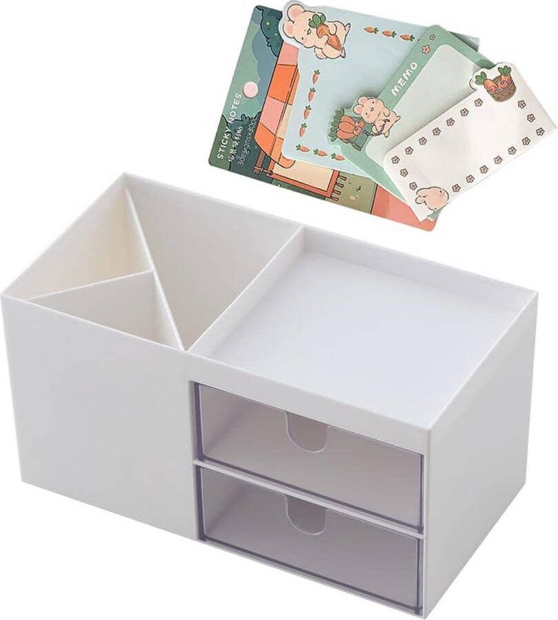 Bureau-organizer 5 vakken pennenhouder bureau tafel organizer met lade plastic tafelorganizer afstandsbedieningshouder multifunctionele pennenkoker voor pennen kantoor (17 5 x 9 x 9 cm)