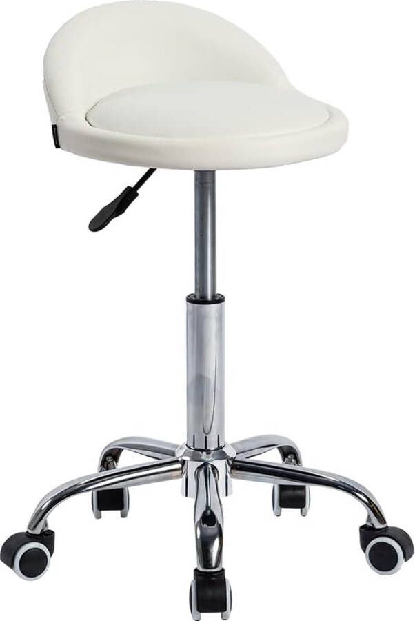 Bureaukruk met wieltjes zadelkruk met lage rugleuning ergonomische werkstoel cosmetica zadelstoel in hoogte verstelbaar kappersstoel wit
