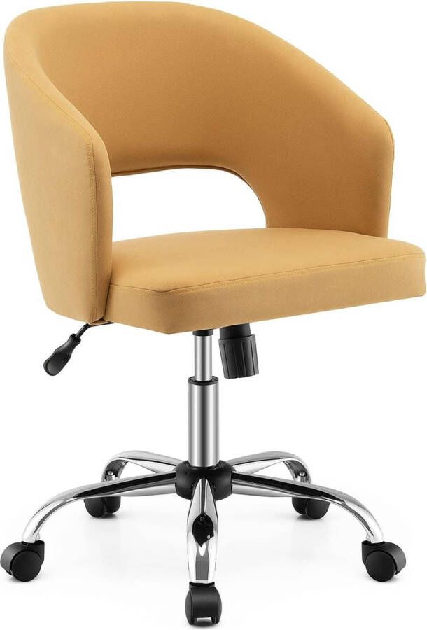 Bureaustoel met gebogen rugleuning in hoogte verstelbare bureaustoel draaistoel met gemiddelde rugleuning en kantelfunctie voor slaapkamer kantoor tot 150 kg belastbaar geel