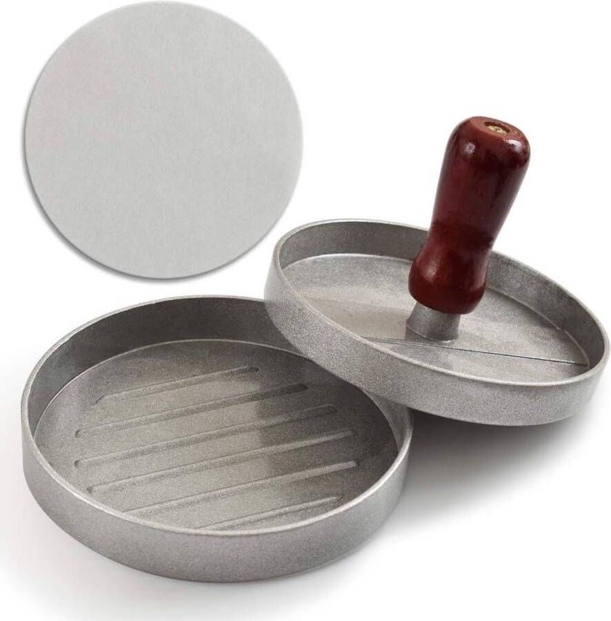 Burger Press en Patty Papers Set Non-Stick Hamburger Press Grill Press Patty Maker Mold met 120 stuks Wax Patty Papier Vellen HTML Content Included smash burger