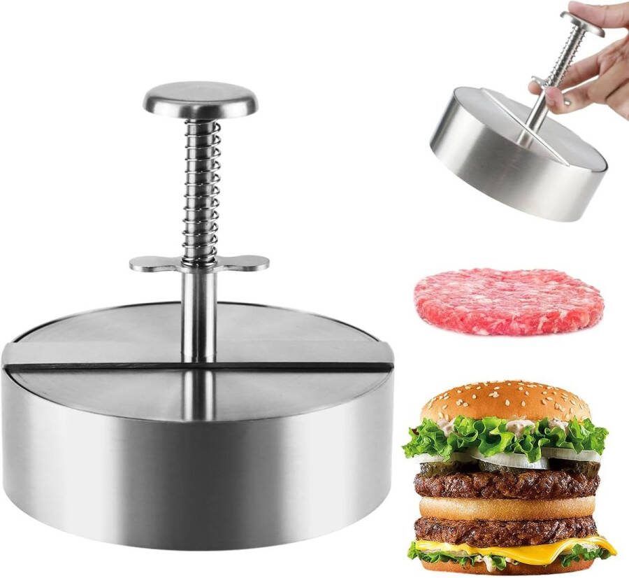 Burger Press verstelbaar hamburgerpers 14 cm hamburgerpers multifunctioneel voor hamburgers pasteitjes koken grillen picknick