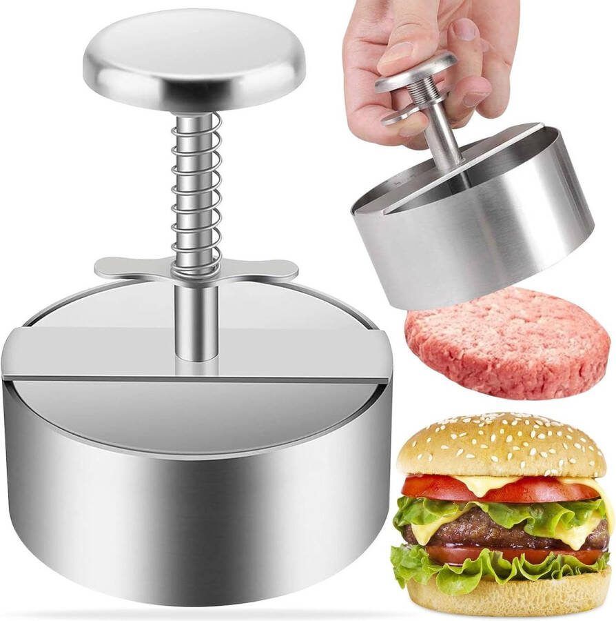 Burgerpers 14 cm instelbare hamburgerpers 304 roestvrij staal hamburgerpers anti-aanbaklaag hamburgerpers voor lekkere hamburgers cheseburgers BBQ