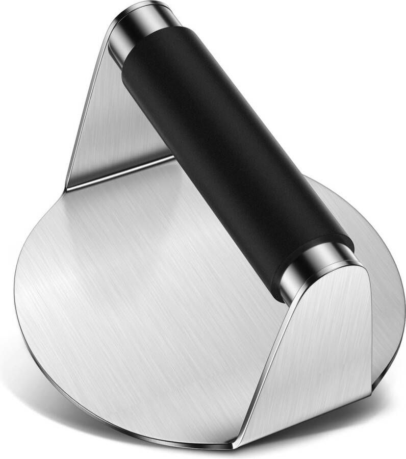 Burgerpers 14 cm ronde hamburger smasher professionele roestvrijstalen smash burgerpers grillaccessoire met siliconen handgreep voor platte grill knijpen en hamburgerpers gemakkelijk te