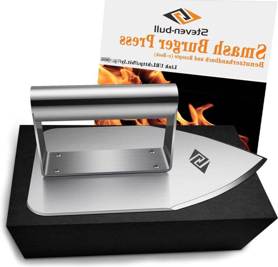 Burgerpers 23 x 14 cm roestvrij staal platte topgrill hamburgerpers knijpgroase keukencadeaus voor mannen