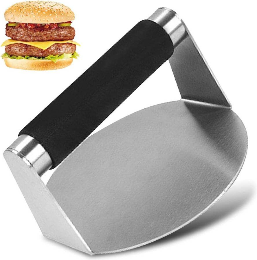 Burgerpers 55 inch rond roestvrij staal professionele hamburgerpers met siliconen handvat smash burger