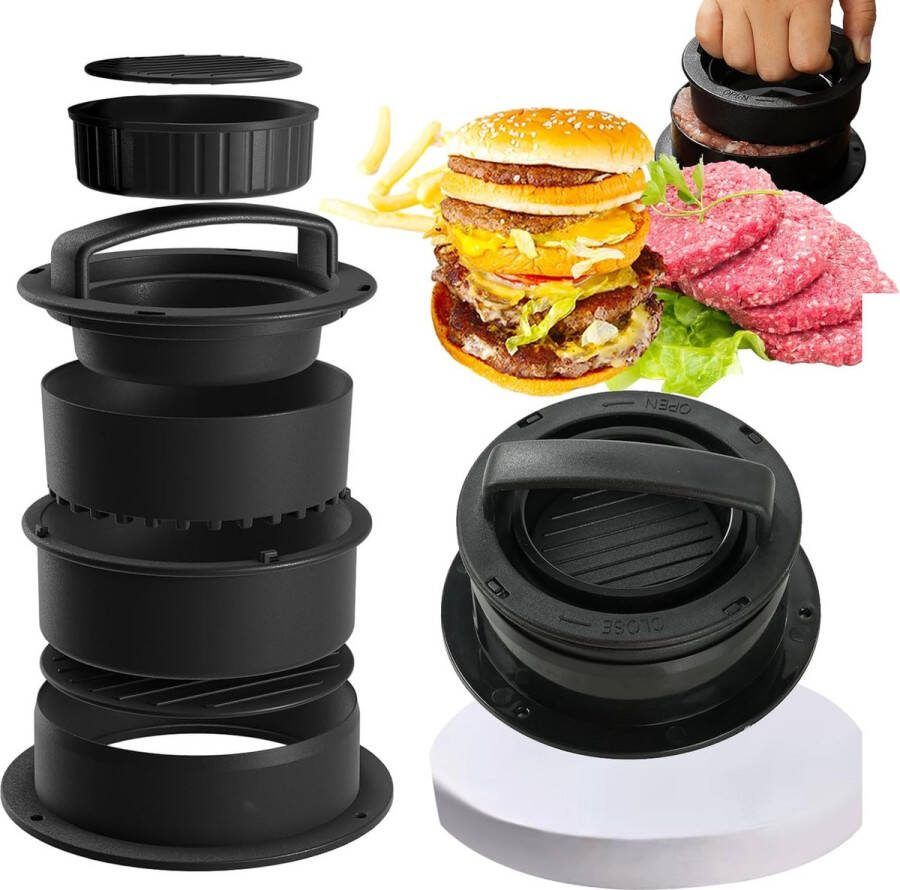 Burgerpers hamburgerpers set van hamburgerpers en 100 vellen bakpapier voor lekkere hamburgers patties BBQ hamburgermaker grill met antiaanbaklaag