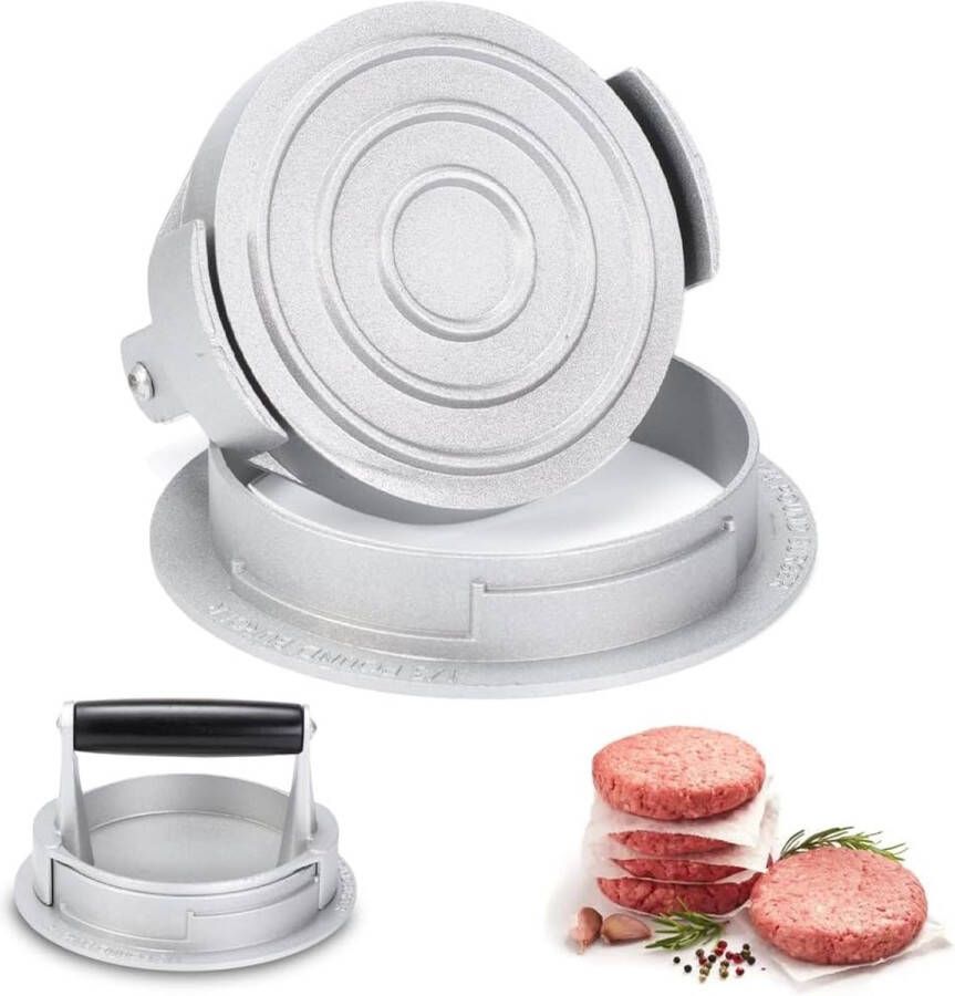 Burgerpers roestvrij staal hamburgerpers 14 cm hamburgerpers met instelbare dikte en houten handvat perfect voor heerlijke hamburgers pasteitjes en grillen