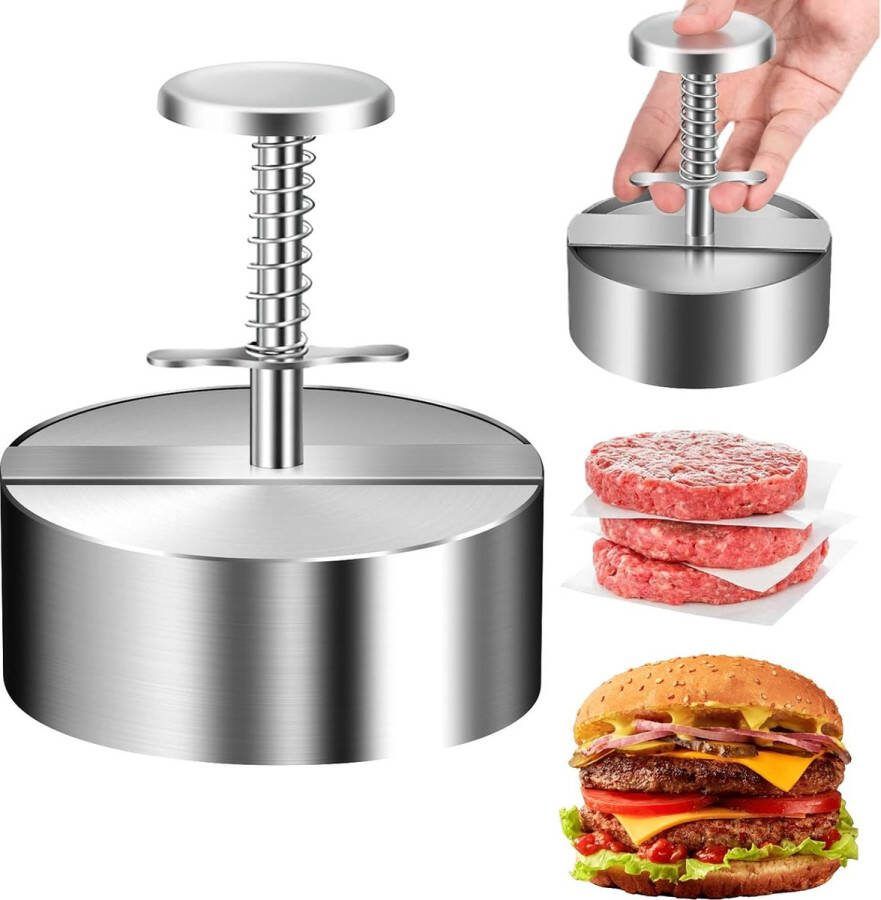 Burgerpers roestvrij staal hamburgerpers instelbare hamburgerpers diameter 11 4 cm hamburgerpers met 50 hamburgerpers pety papier hamburgerspers voor burgers patties BBQ grill