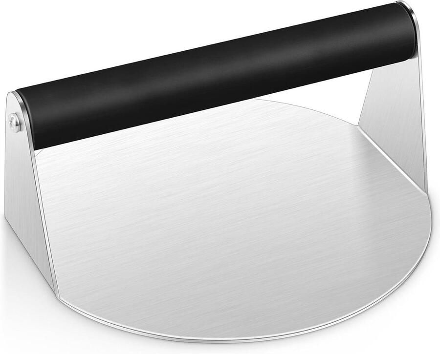 Burgerpers ronde roestvrijstalen hamburgerpers 18 cm vleespers hamburger smasher met ABS-handgreep voor burgers BBQ patties steak sandwich hittebestendig bescherming tegen html-content smash burger
