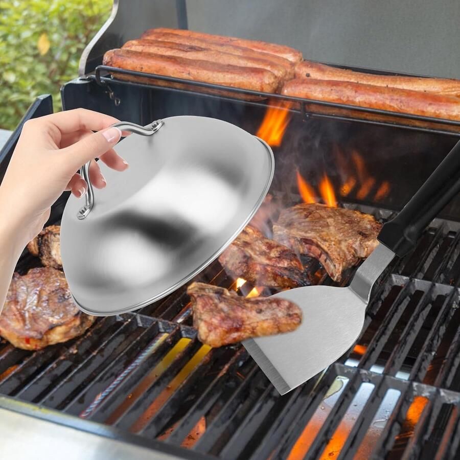 Burgerpers-set roestvrij stalen hamburgerbelset hamburgerset hamburger smasher met hamburgeraccessoires burgerpers braadborstels spatel hamburgerklokken
