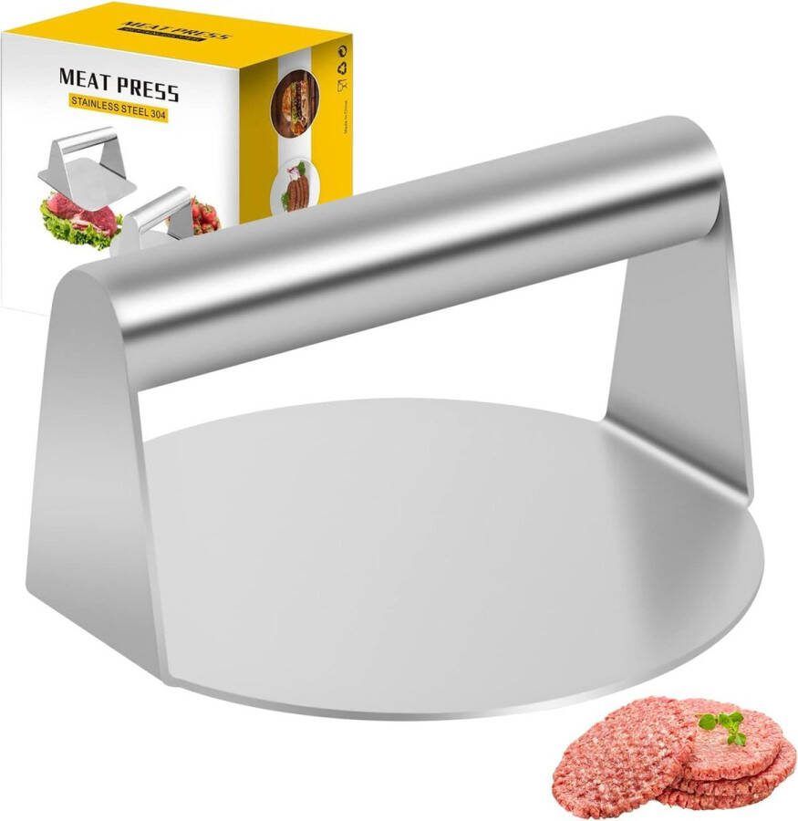 Burgerpers van 304 roestvrij staal rond 5 inch Burger Patty Press grillpers vleespers knijpvet gemakkelijk schoon te maken vaatwasser mogelijk