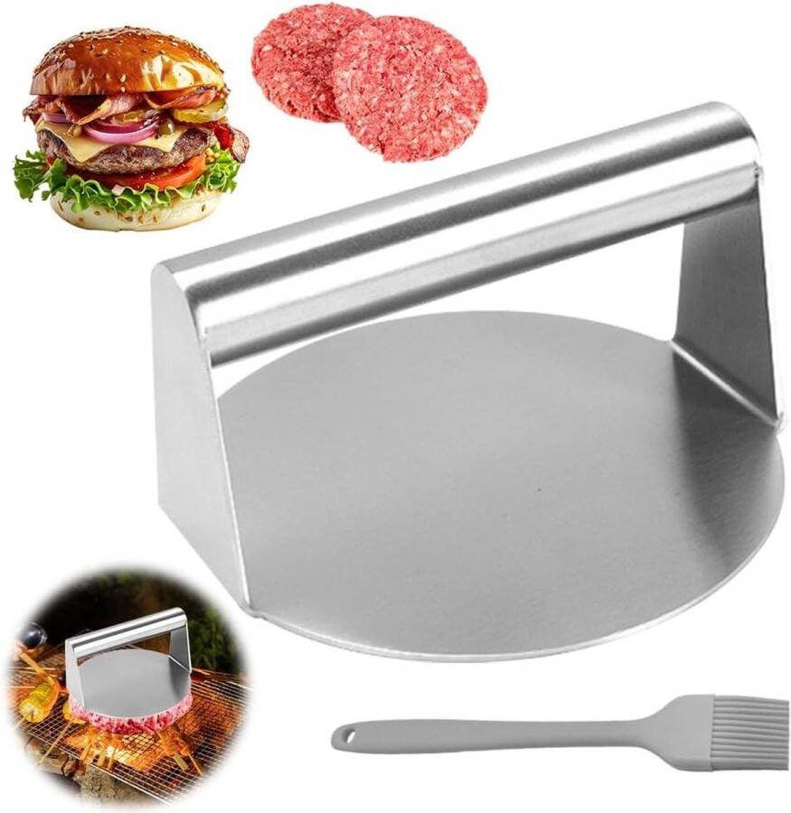Burgerpers van roestvrij staal 14 cm ronde burgerpers voor BBQ hamburgers platte topgrill burgerpatties persen hamburgerpers Tofu Pers