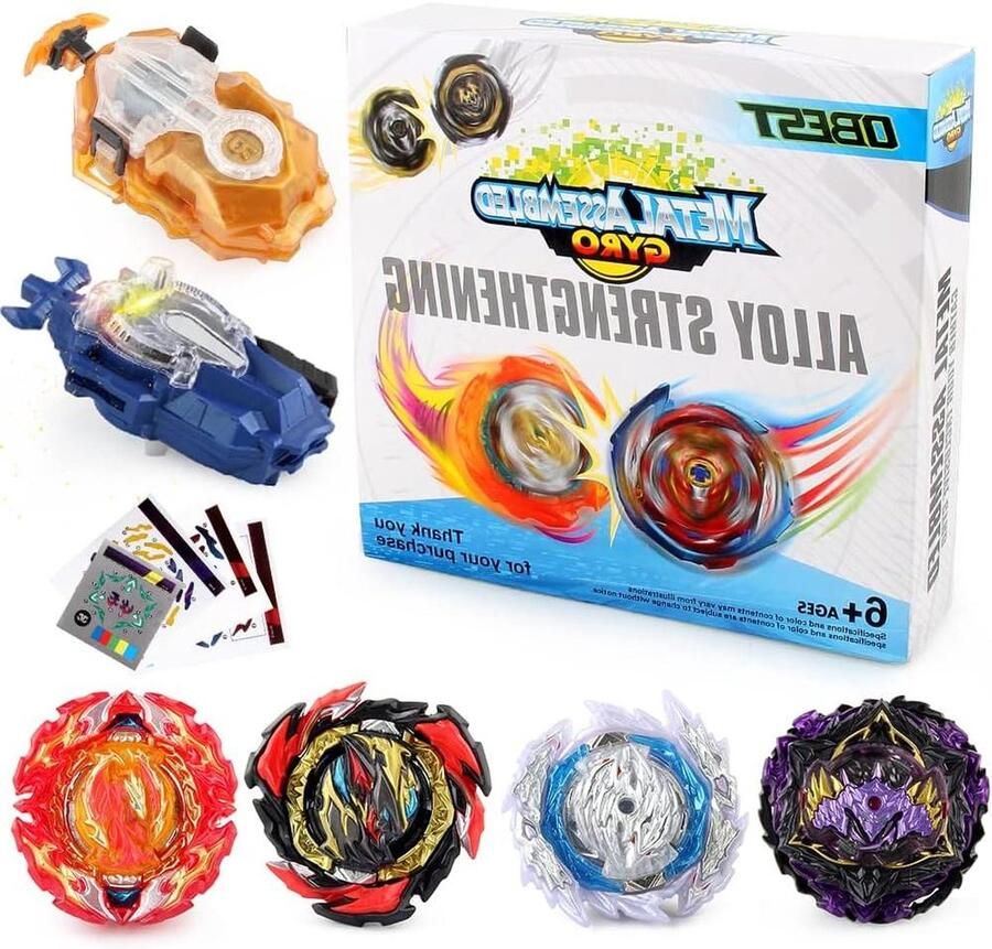 Burst Turbo Battle Set 4 gevechtstollen spinning top burst met 2 launchers metalen gyro combat tol set Classic speelgoed voor kinderen
