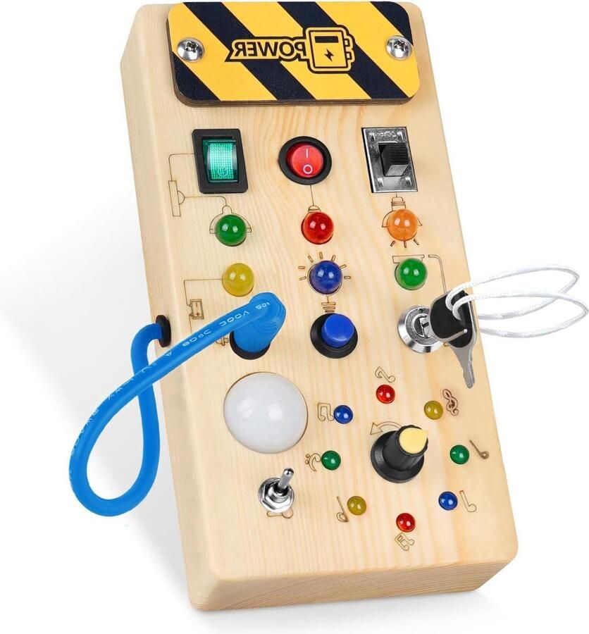 Interactief Montessori Busy Board houten speelgoed met lichtschakelaars voor 1-4 jaar sensorisch educatief en geschikt voor baby's Busy board