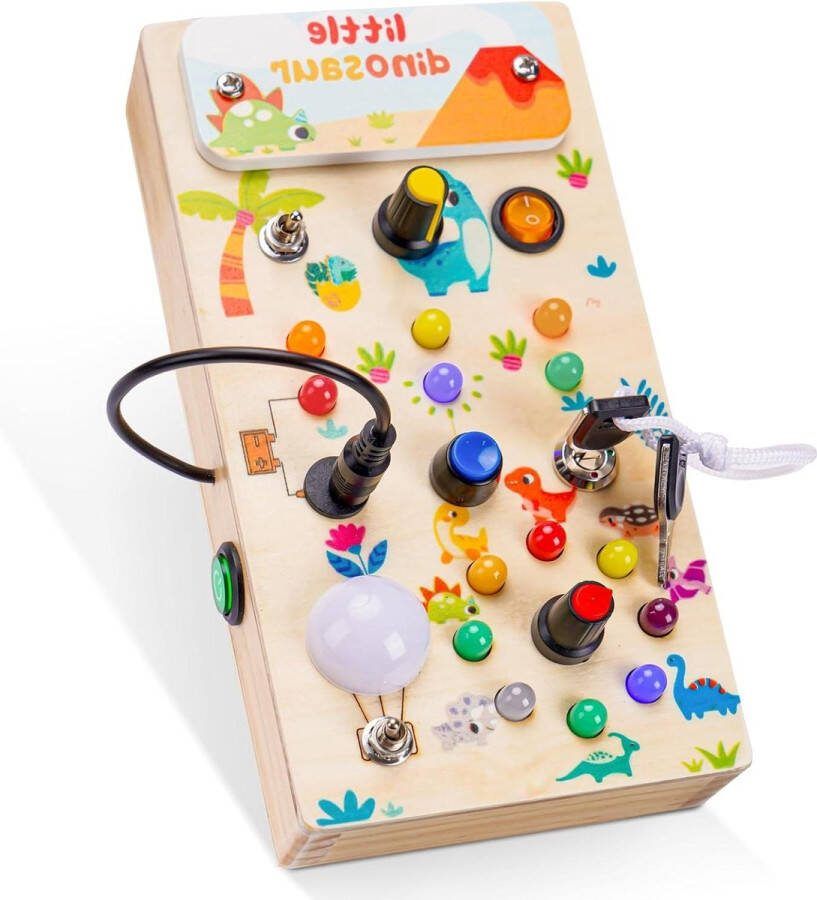 Busy Board Houten Speelgoed Met 9 Schakelaars 15 Ledlampen Sensorisch Educatief Speelgoed Voor Baby's Peuters Meisjes Jongens Vanaf 1-4 Jaar