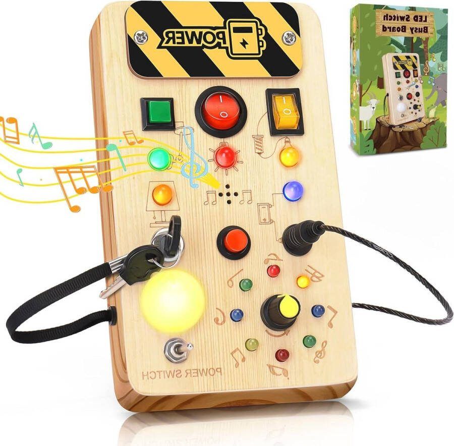 Busy Board houten speelgoed muzikaal en educatief voor kinderen vanaf 1-2-3 jaar