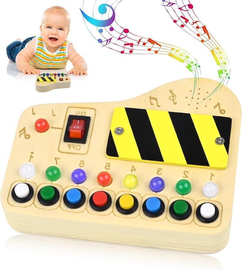 Busy Board kinderpiano houten speelgoed sensorisch speelgoed led-toetsen-licht peuters muziekinstrumenten jongens meisjes geschenken