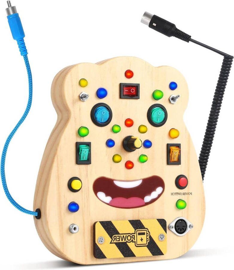 Busy Board Montessori Speelgoed Met LED-verlichting en Geluiden Educatief Houten Speelgoed