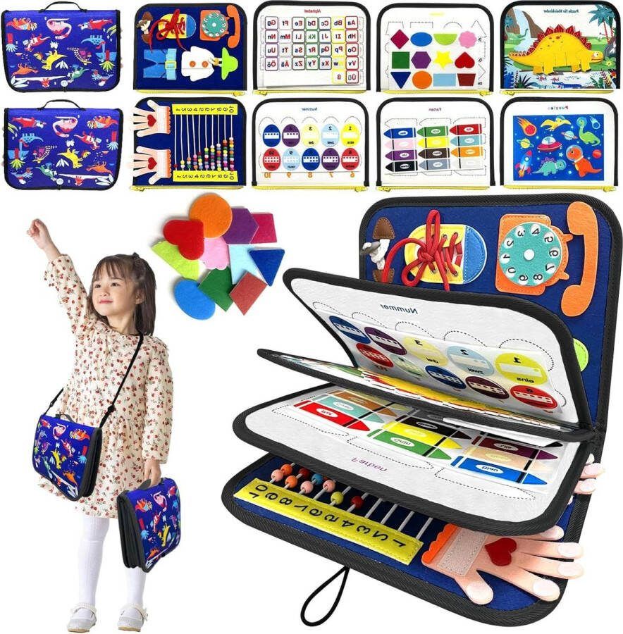 Busy Board voor peuters draagbaar activiteitenbord sensorisch speelgoed educatief speelgoed Montessori 1 2 3 4 jaar jongens en meisjes Busy board