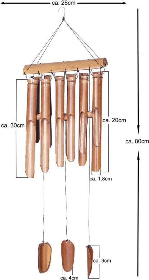 Ca. 80cm windgong rustgevend geluid Feng Shui bamboe windgong geluidgong