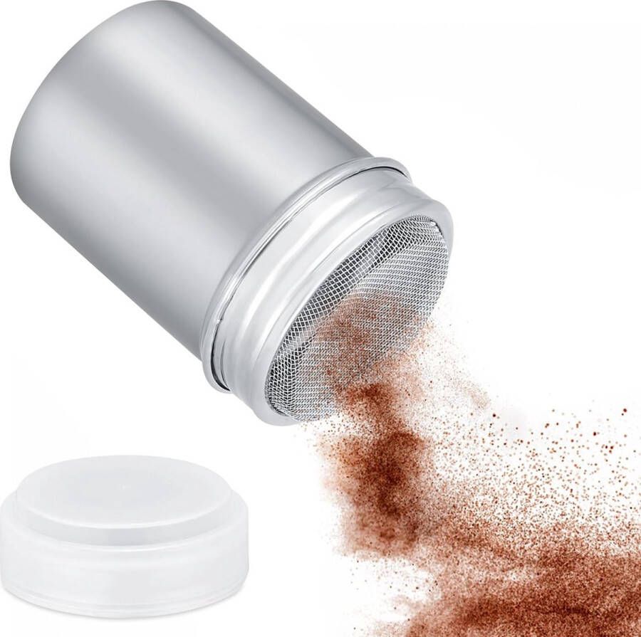 Cacaostrooier poedersuiker-shaker roestvrij stalen strooier poedersuiker strooier met vershouddeksel cacaostrooier chocolade strooier voor chocolade poedersuiker zout cacao meel koffie