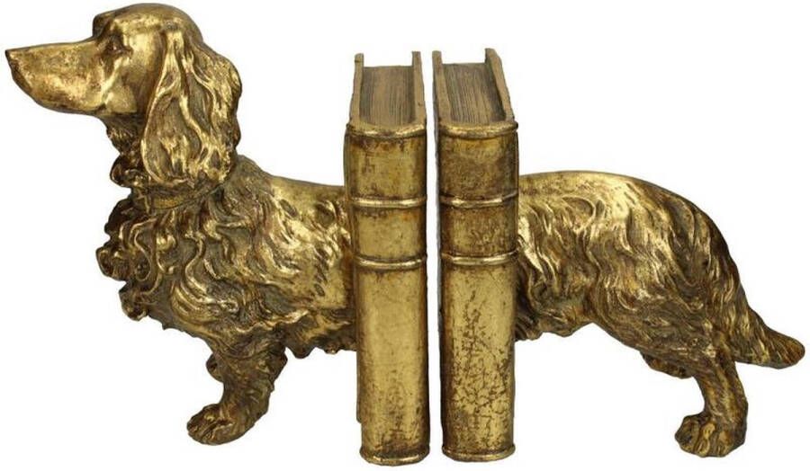 Cactula gouden honden boekensteun 38 x 12 x 22 cm set van 2