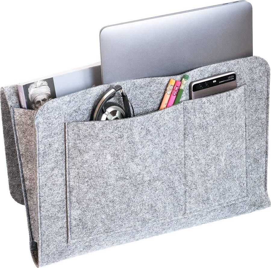 CADDY Opbergtas Bed Sofa Organizer Dik Vilt Nachtkastje Bed Organizer voor mobiele telefoon iPad Kindle e-Reader Laptop Bril Boek Afstandsbediening